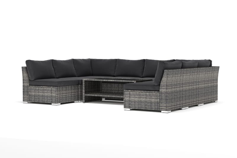Wisconsin udendørs U-sofa, 8-personers, med åben afslutning, Grå