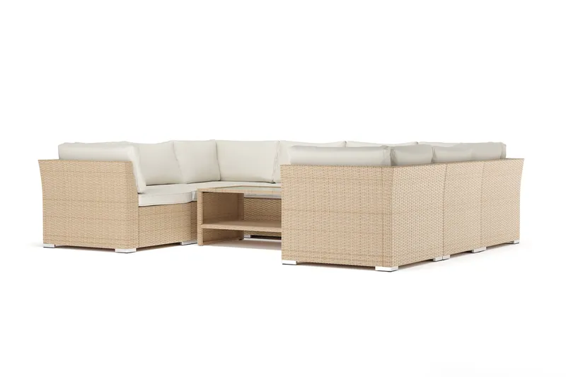 Wisconsin udendørs U-sofa, 8-personers, med lukket afslutning, Beige