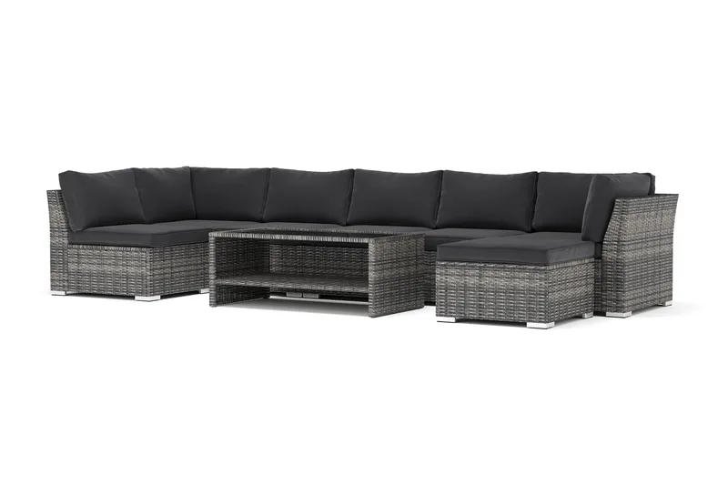 Wisconsin udendørs U-sofa 7-personers med vendbar chaiselong, Grå