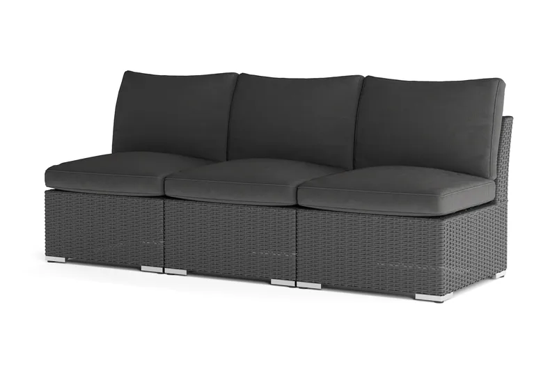 Wisconsin Premium Loungesofa Udendørs uden Armlæn 3-personers Polyrattan - Sort - Havemøbler - Loungemøbler - Loungesofaer