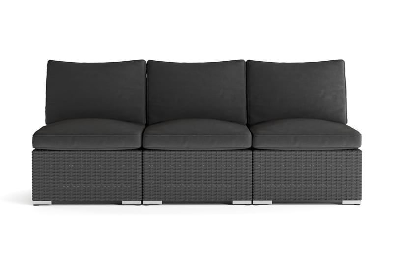 Wisconsin Premium Loungesofa Udendørs uden Armlæn 3-personers Polyrattan - Sort - Havemøbler - Loungemøbler - Loungesofaer