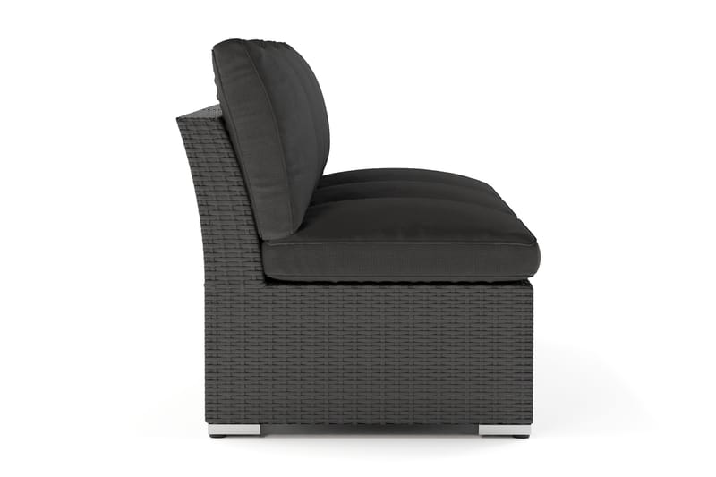 Wisconsin Premium Loungesofa Udendørs uden Armlæn 3-personers Polyrattan - Sort - Havemøbler - Loungemøbler - Loungesofaer