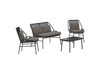 Zakynthos sofagruppe 2-personers sofa + 2 lænestole med bord udendørs - Sort - Havemøbler - Loungemøbler - Sofagrupper udendørs