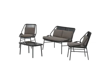 Zakynthos sofagruppe 2-personers sofa + 2 lænestole med bord udendørs - Sort - Havemøbler - Loungemøbler - Sofagrupper udendørs