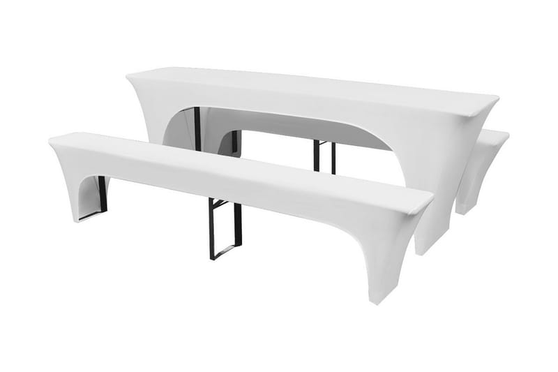 3 betræk til ølbord og bænke 220x70x80 cm stræk hvid - Hvid - Havemøbler - Pudeopbevaring & havemøbelovertræk - Betræk havemøbler