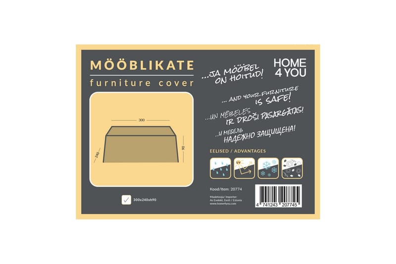 300x240x90 cm Møbelovertræk Vejrbestandigt - Havemøbler - Pudeopbevaring & havemøbelovertræk - Betræk havemøbler