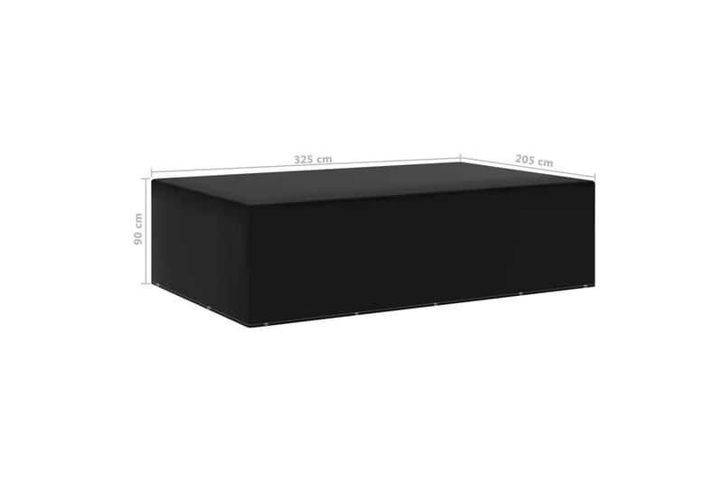 Havemøbelovertræk 12 Snørehuller 205x325x90 cm - Sort - Havemøbler - Pudeopbevaring & havemøbelovertræk - Betræk havemøbler