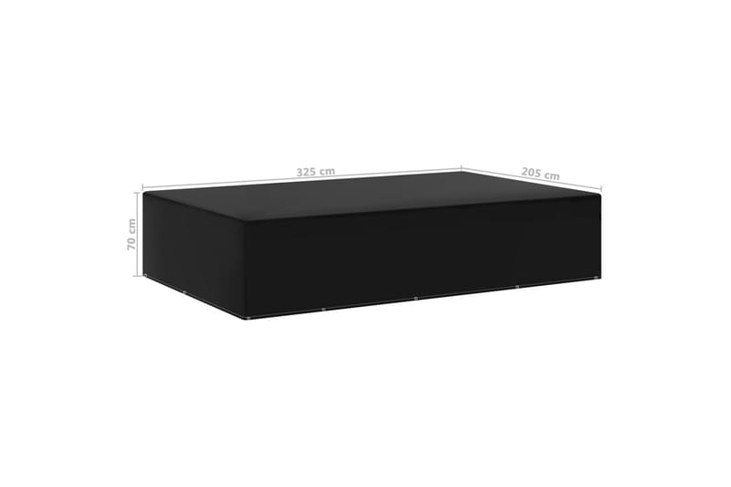 Havemøbelovertræk 12 Snørehuller 325x205x70 cm - Sort - Havemøbler - Pudeopbevaring & havemøbelovertræk - Betræk havemøbler