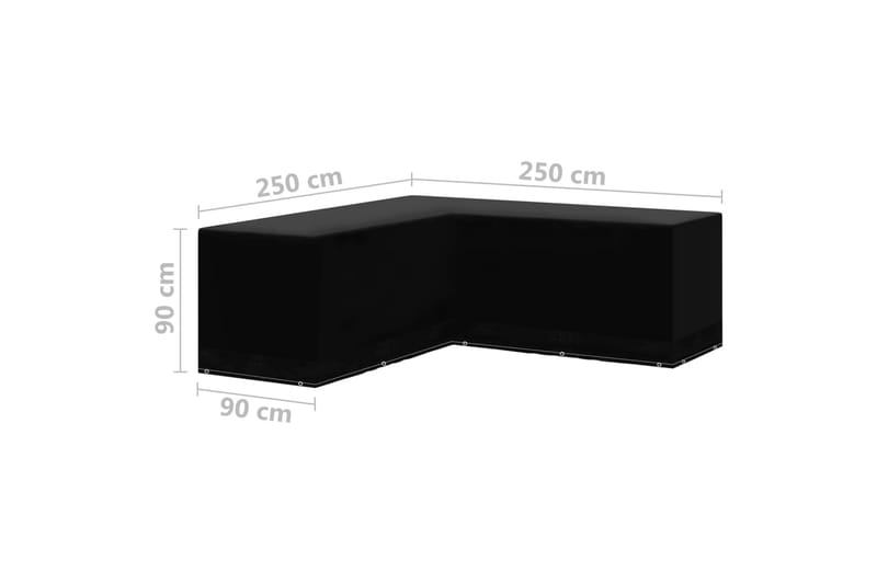 havemøbelovertræk 2 stk. 250x250x90 cm L-formet - Sort - Havemøbler - Pudeopbevaring & havemøbelovertræk - Betræk havemøbler