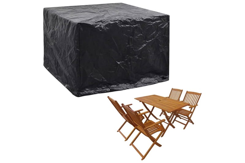 Havemøbelovertræk 2 Stk. 8 Snørehuller 122 X 112 X 98 Cm - Sort - Havemøbler - Pudeopbevaring & havemøbelovertræk - Betræk havemøbler