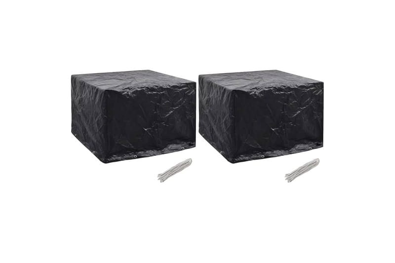 Havemøbelovertræk 2 Stk. 8 Snørehuller 122 X 112 X 98 Cm - Sort - Havemøbler - Pudeopbevaring & havemøbelovertræk - Betræk havemøbler