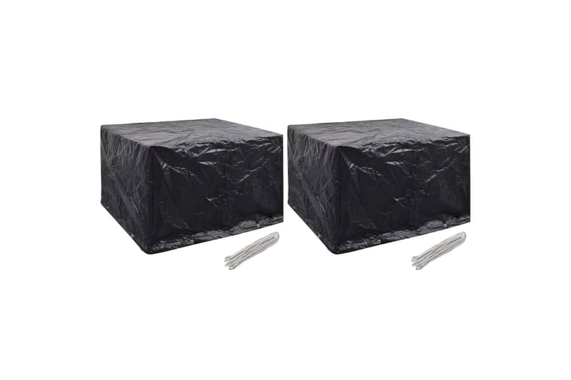 Havemøbelovertræk 2 Stk. 8 Snørehuller 135 X 135 X 90 Cm - Sort - Havemøbler - Pudeopbevaring & havemøbelovertræk - Betræk havemøbler