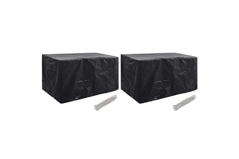 Havemøbelovertræk 2 Stk. 8 Snørehuller 180 X 70 X 90 Cm - Sort - Havemøbler - Pudeopbevaring & havemøbelovertræk - Betræk havemøbler
