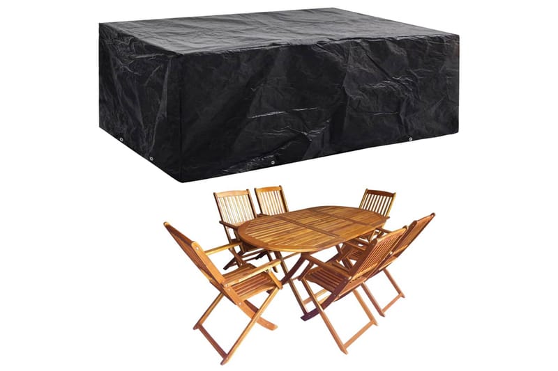 Havemøbelovertræk 2 stk. 8 snørehuller 242 x 162 x 100 cm - Sort - Havemøbler - Pudeopbevaring & havemøbelovertræk - Betræk havemøbler