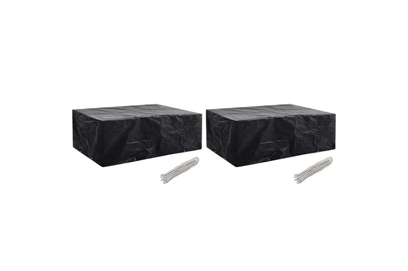 Havemøbelovertræk 2 stk. 8 snørehuller 242 x 162 x 100 cm - Sort - Havemøbler - Pudeopbevaring & havemøbelovertræk - Betræk havemøbler