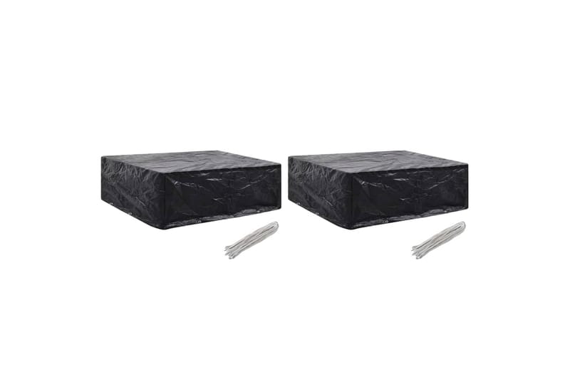 Havemøbelovertræk 2 Stk. 8 Snørehuller 250 X 210 X 90 Cm - Sort - Havemøbler - Pudeopbevaring & havemøbelovertræk - Betræk havemøbler