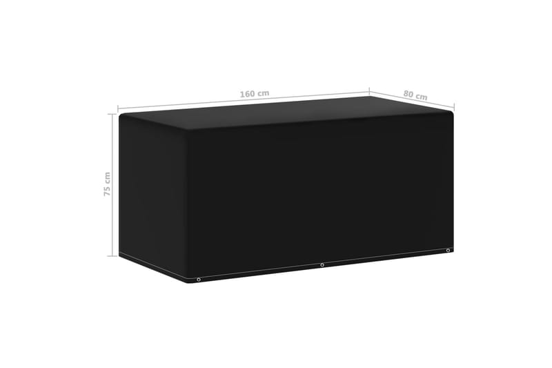 Havemøbelovertræk 6 Snørehuller 160x80x75 cm - Sort - Havemøbler - Pudeopbevaring & havemøbelovertræk - Betræk havemøbler