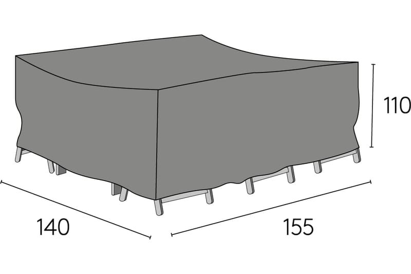 Møbelovertræk 155x140x110 cm Grå - Hillerstorp - Betræk havemøbler