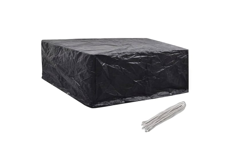 Møbelovertræk 2 stk. 10 snørehuller 260 x 260 x 90 cm - Sort - Havemøbler - Pudeopbevaring & havemøbelovertræk - Betræk havemøbler