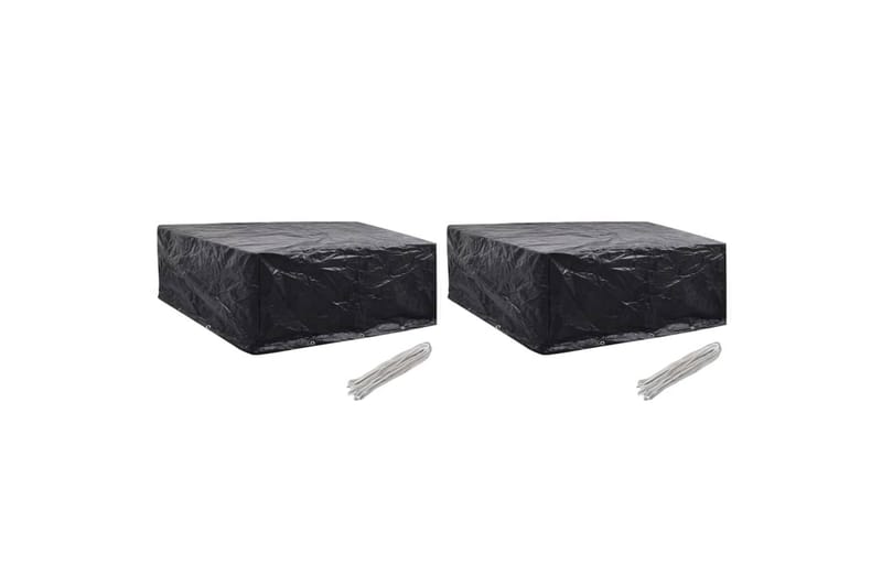 Møbelovertræk 2 stk. 10 snørehuller 260 x 260 x 90 cm - Sort - Havemøbler - Pudeopbevaring & havemøbelovertræk - Betræk havemøbler