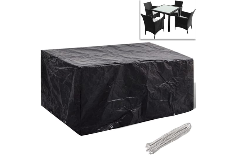 Møbelovertræk 2 Stk. 4 Pers. Polyrattansæt 8 Huller 180X140 - Sort - Havemøbler - Pudeopbevaring & havemøbelovertræk - Betræk havemøbler