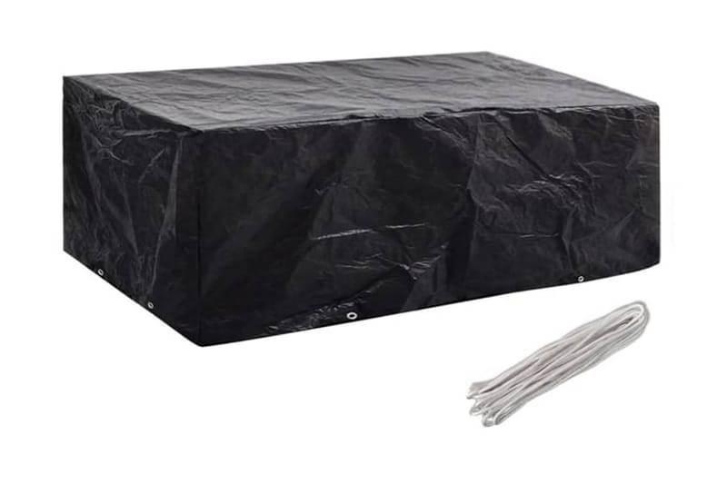 Møbelovertræk 2 Stk. 8 Snørehuller 200 X 160 X 70 Cm - Sort - Havemøbler - Pudeopbevaring & havemøbelovertræk - Betræk havemøbler