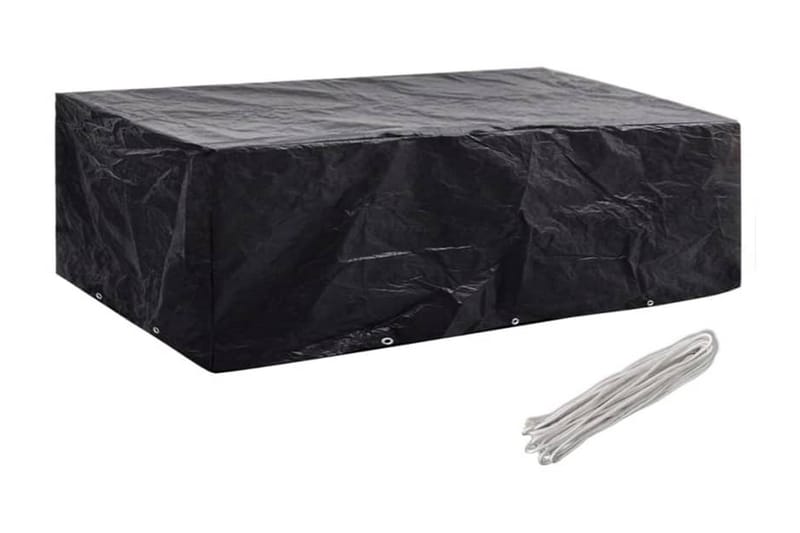 Møbelovertræk 2 stk. 8 pers. polyrattansæt 300x140 cm - Sort - Havemøbler - Pudeopbevaring & havemøbelovertræk - Betræk havemøbler