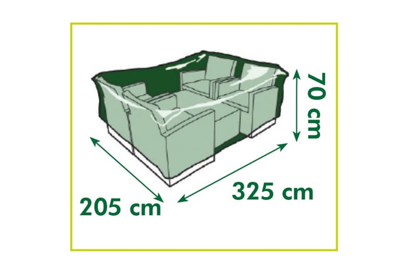 Nature havemøbelovertræk til lavbord og stole 325x205x70 cm - Grå - Havemøbler - Pudeopbevaring & havemøbelovertræk - Betræk havemøbler