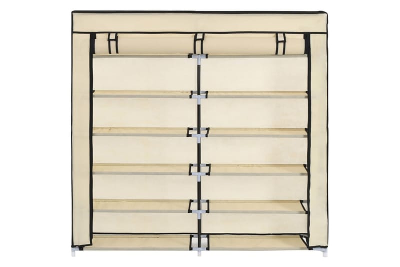 Skoskab Med Overtræk 115 X 28 X 110 Cm Stof Cremefarvet - Creme - Havemøbler - Pudeopbevaring & havemøbelovertræk - Betræk havemøbler