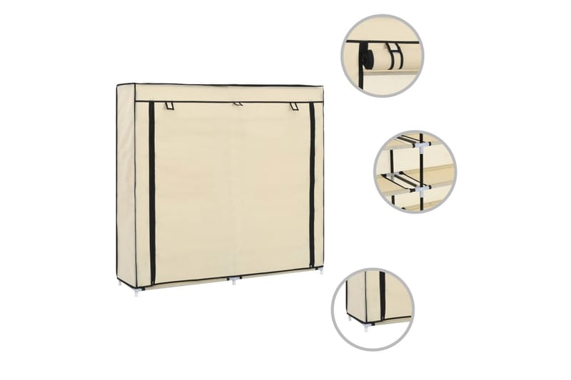 Skoskab Med Overtræk 115 X 28 X 110 Cm Stof Cremefarvet - Creme - Havemøbler - Pudeopbevaring & havemøbelovertræk - Betræk havemøbler