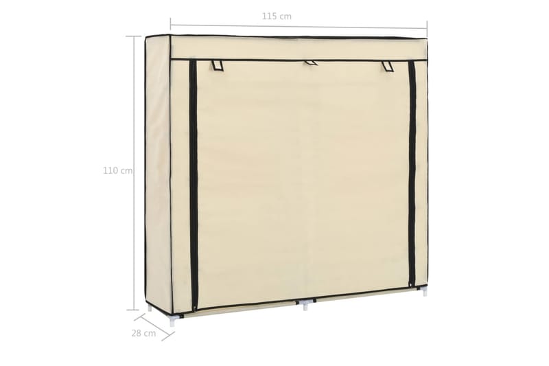 Skoskab Med Overtræk 115 X 28 X 110 Cm Stof Cremefarvet - Creme - Havemøbler - Pudeopbevaring & havemøbelovertræk - Betræk havemøbler