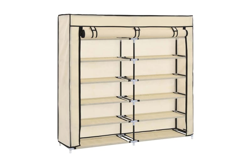 Skoskab Med Overtræk 115 X 28 X 110 Cm Stof Cremefarvet - Creme - Havemøbler - Pudeopbevaring & havemøbelovertræk - Betræk havemøbler