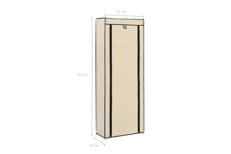 Skoskab Med Overtræk 57 X 29 X 162 Cm Stof Cremefarvet - Creme - Havemøbler - Pudeopbevaring & havemøbelovertræk - Betræk havemøbler