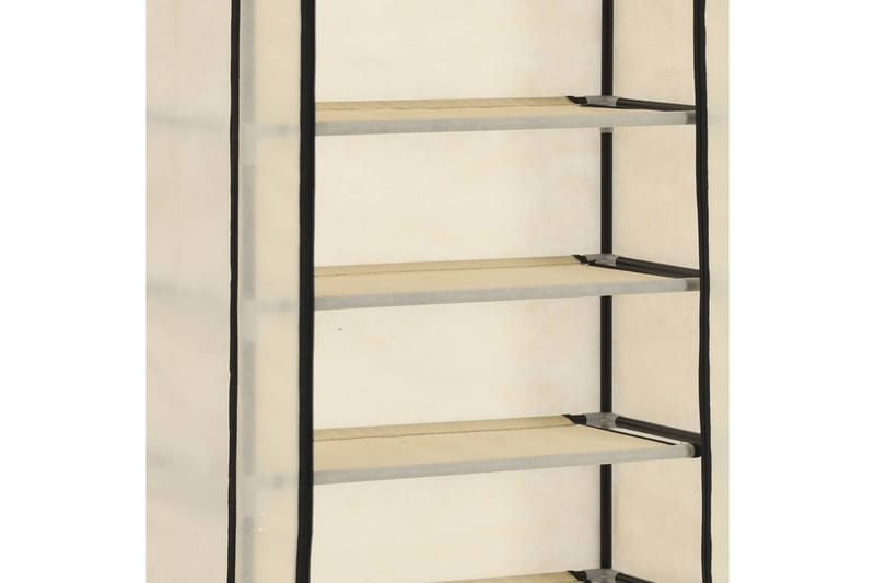 Skoskab Med Overtræk 57 X 29 X 162 Cm Stof Cremefarvet - Creme - Havemøbler - Pudeopbevaring & havemøbelovertræk - Betræk havemøbler