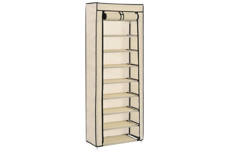 Skoskab Med Overtræk 57 X 29 X 162 Cm Stof Cremefarvet - Creme - Havemøbler - Pudeopbevaring & havemøbelovertræk - Betræk havemøbler