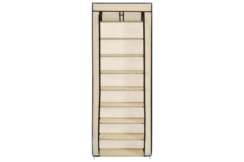 Skoskab Med Overtræk 57 X 29 X 162 Cm Stof Cremefarvet - Creme - Havemøbler - Pudeopbevaring & havemøbelovertræk - Betræk havemøbler