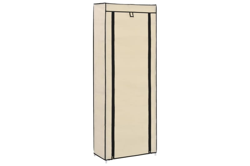 Skoskab Med Overtræk 57 X 29 X 162 Cm Stof Cremefarvet - Creme - Havemøbler - Pudeopbevaring & havemøbelovertræk - Betræk havemøbler