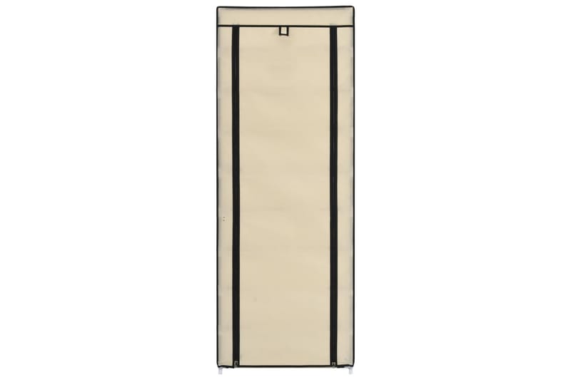 Skoskab Med Overtræk 57 X 29 X 162 Cm Stof Cremefarvet - Creme - Havemøbler - Pudeopbevaring & havemøbelovertræk - Betræk havemøbler
