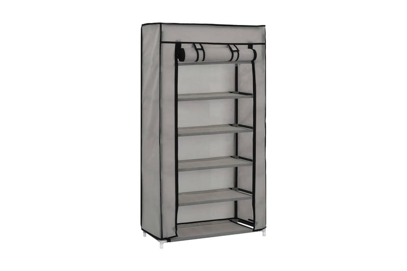 Skoskab Med Overtræk 58 X 28 X 106 Cm Stof Grå - Grå - Havemøbler - Pudeopbevaring & havemøbelovertræk - Betræk havemøbler