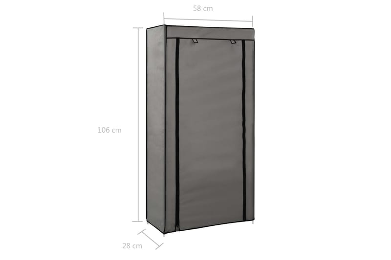 Skoskab Med Overtræk 58 X 28 X 106 Cm Stof Grå - Grå - Havemøbler - Pudeopbevaring & havemøbelovertræk - Betræk havemøbler