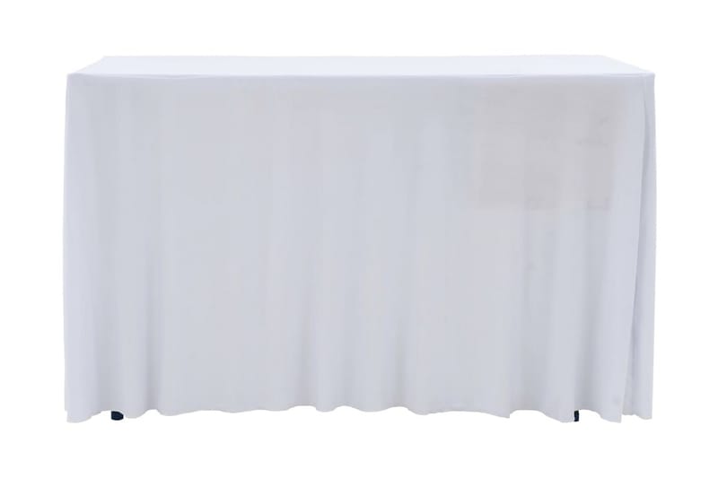 strækbare bordduge med skørt 2 stk. 120 x 60,5 x 74 cm hvid - Hvid - Betræk havemøbler