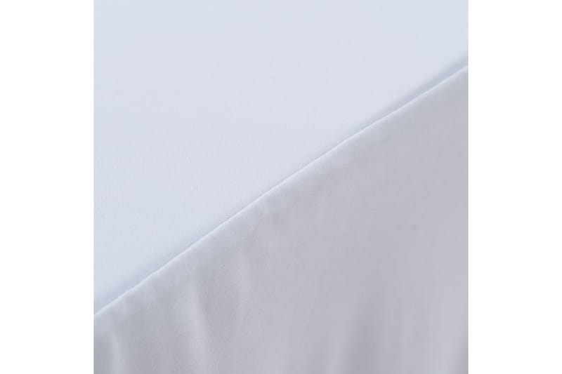 strækbare bordduge med skørt 2 stk. 120 x 60,5 x 74 cm hvid - Hvid - Betræk havemøbler
