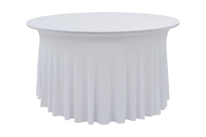 strækbare bordduge med skørt 2 stk. 150 x 74 cm hvid - Hvid - Havemøbler - Pudeopbevaring & havemøbelovertræk - Betræk havemøbler