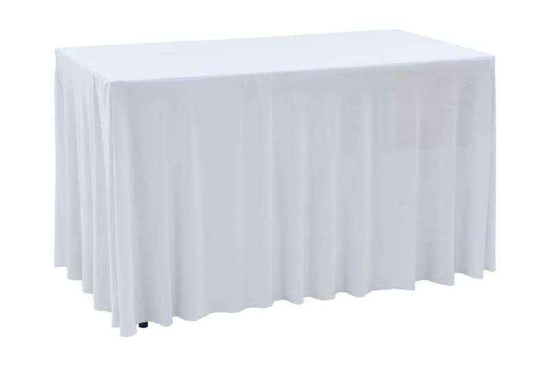 strækbare bordduge med skørt 2 stk. 243 x 76 x 74 cm hvid - Hvid - Betræk havemøbler