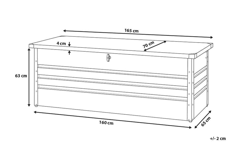 Cebrosa pudebox 165 cm - Hvid - Hyndeboks