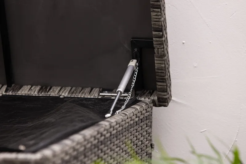 Gigant vandtæt hyndeboks XL til udendørs brug – Opbevaringskasse i polyrattan (B150xD90xH101 cm) - Grå - Havemøbler - Pudeopbevaring & havemøbelovertræk - Hyndeboks