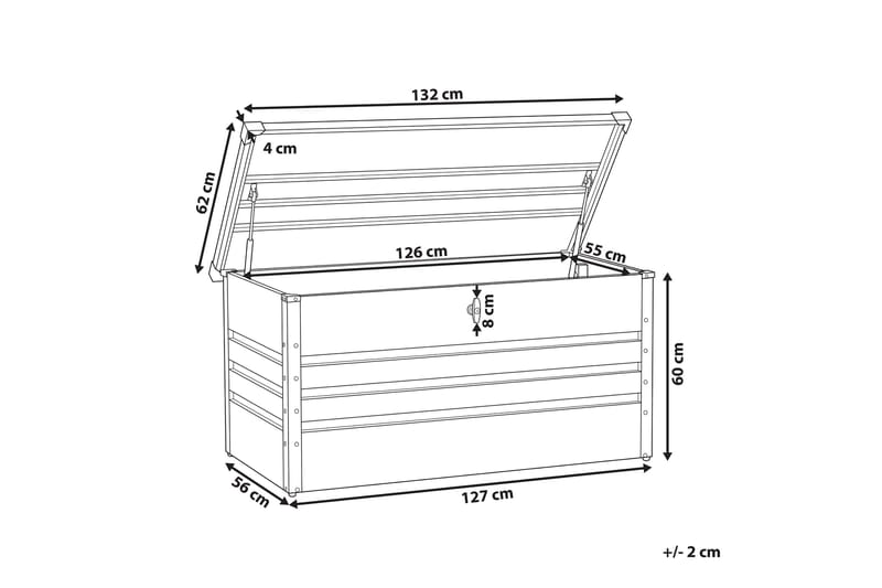 Hyndeboks 132 x 62 cm grå CEBROSA - Grå - Havemøbler - Pudeopbevaring & havemøbelovertræk - Hyndeboks