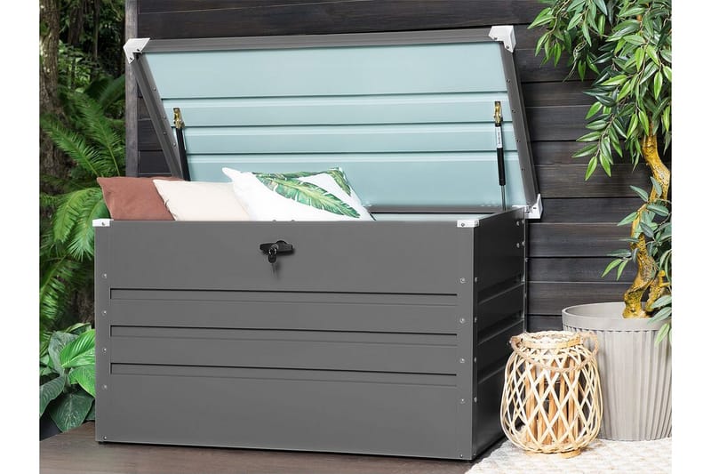 Hyndeboks 132 x 62 cm grå CEBROSA - Grå - Havemøbler - Pudeopbevaring & havemøbelovertræk - Hyndeboks