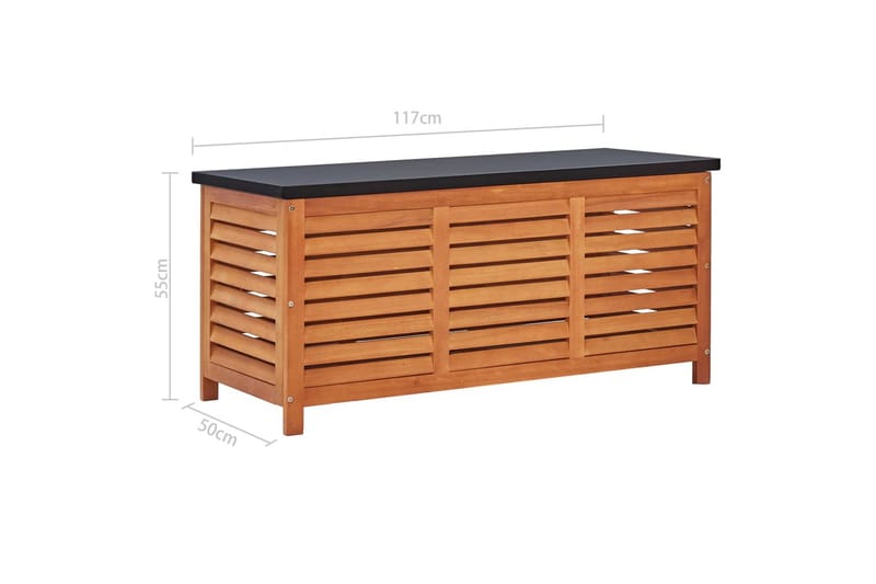 Opbevaringskasse Til Haven 117x50x55cm Massivt Eukalyptustræ - Brun - Havemøbler - Pudeopbevaring & havemøbelovertræk - Hyndeboks