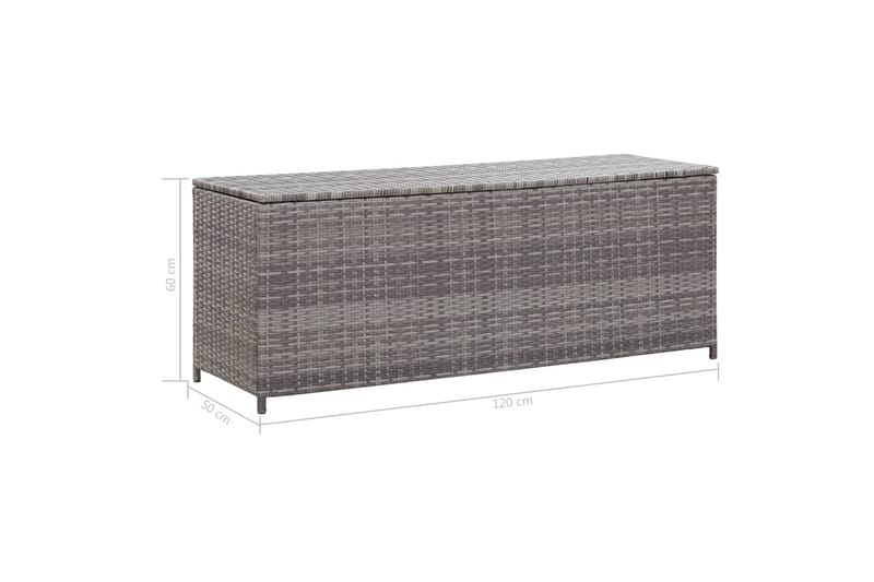 Opbevaringskasse Til Haven 120x50x60 cm Polyrattan Grå - Grå - Hyndeboks